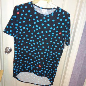 LuLaRoe shirt top "Irma" size xxsmall new with tags black and blue soft